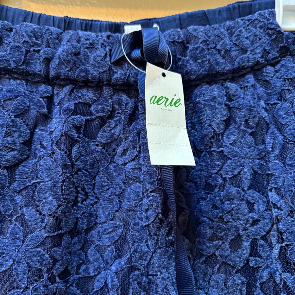 Aerie Lace Godet Lined Navy Mini Skirt Size L NWT - Picture 4 of 9
